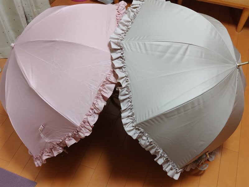 pink trick（ピンクトリック）　フリル日傘　開いたもの